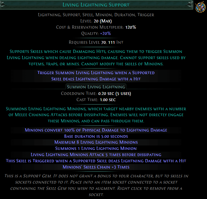 poe Living Lightning Support